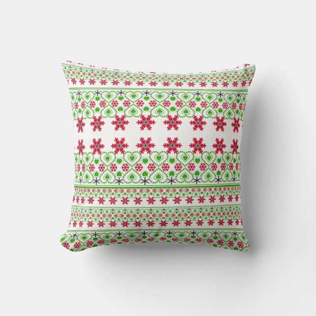 Seamless Frohe Weihnachts-Zierschneeflocke Kissen (Vorderseite)