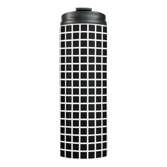 Seamless geometric pattern. Black square on white  Thermosbecher (Vorderseite)