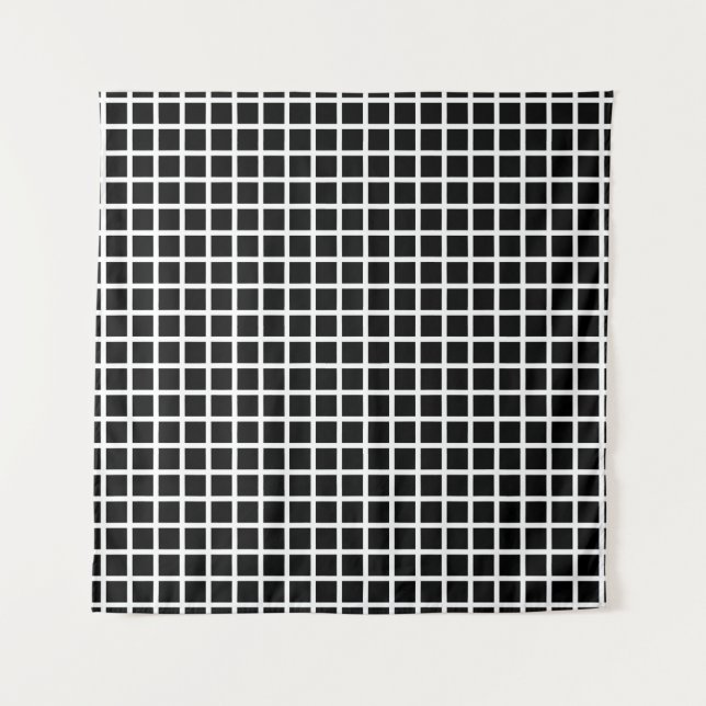 Seamless geometric pattern. Black square on white  Wandteppich (Vorderseite)