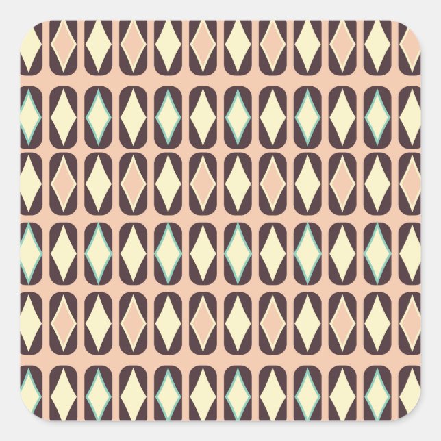 Seamless geometric pattern in dark brown leaf  quadratischer aufkleber (Vorderseite)