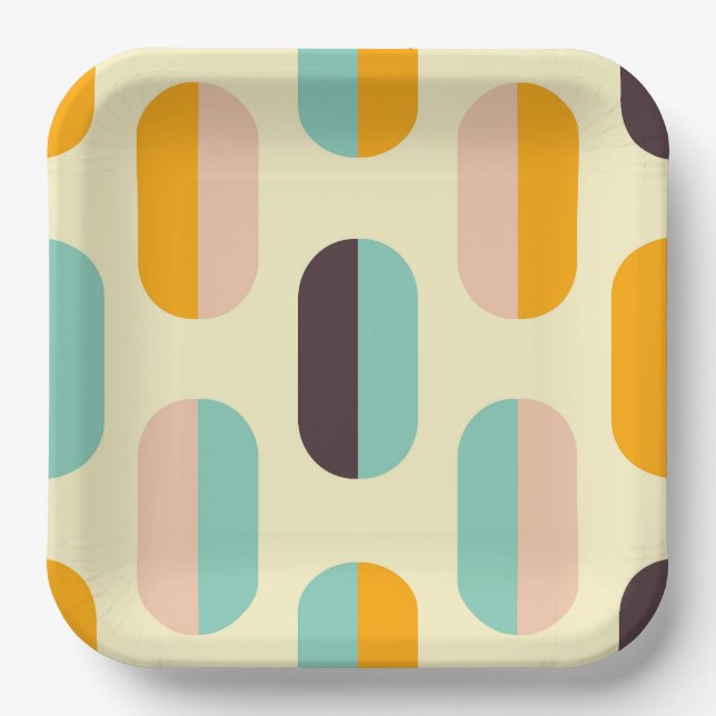 Seamless geometric pattern in retro vibes pappteller (Vorderseite)