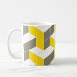 Seamless Graue und gelbe isometrische Kubiktrident Kaffeetasse