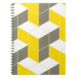 Seamless gray and yellow isometric cubical trident notizblock