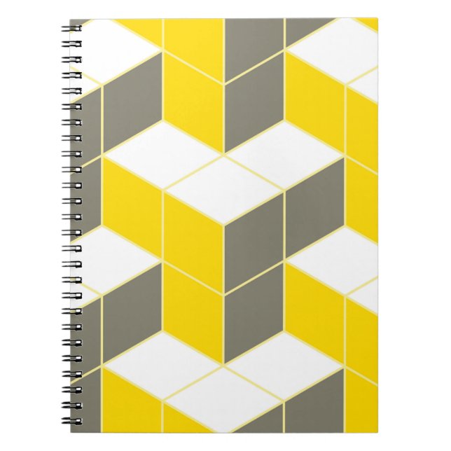 Seamless gray and yellow isometric cubical trident notizblock (Vorderseite)