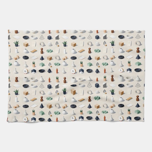 Seamless isometric patterns of vases plants geschirrtuch (Horizontal)