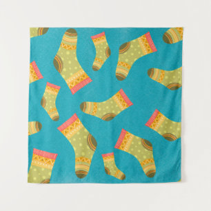Seamless linear pattern with socks. The illustrati Wandteppich