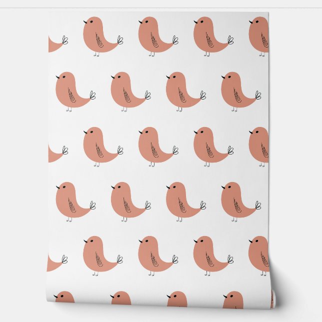  Seamless minimalist vector pattern of cute birds Tapete (Abrollen)