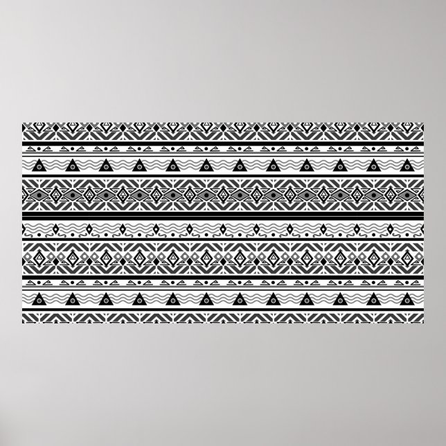 Seamless monochrome folk ethno pattern background poster (Vorne)