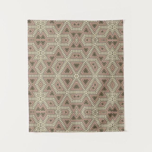 Seamless-Mosaik-abstrakt-Kaleidoskop-Beige-Triang Wandteppich (Vorderseite)