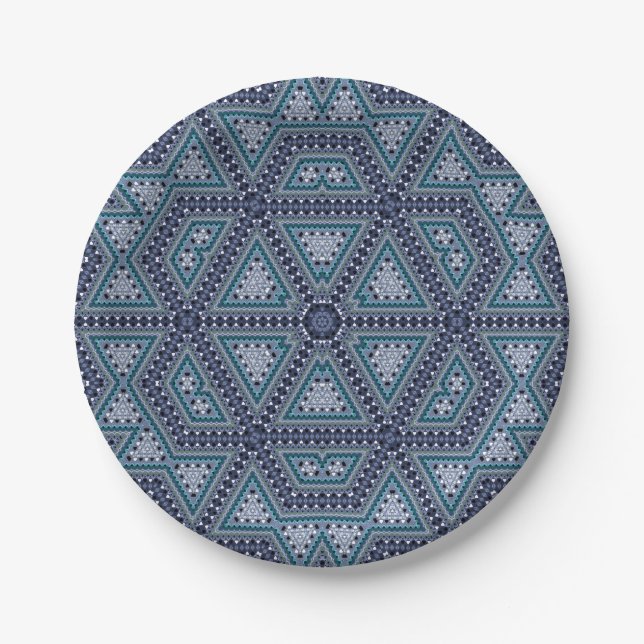 Seamless-Mosaik-abstrakt-Kaleidoskop-Seestrang Pappteller (Vorderseite)