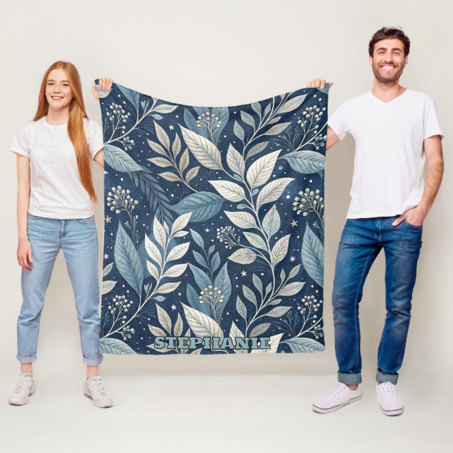 Seamless Night Garden Botanisches Muster Fleecedecke (Beispiel)