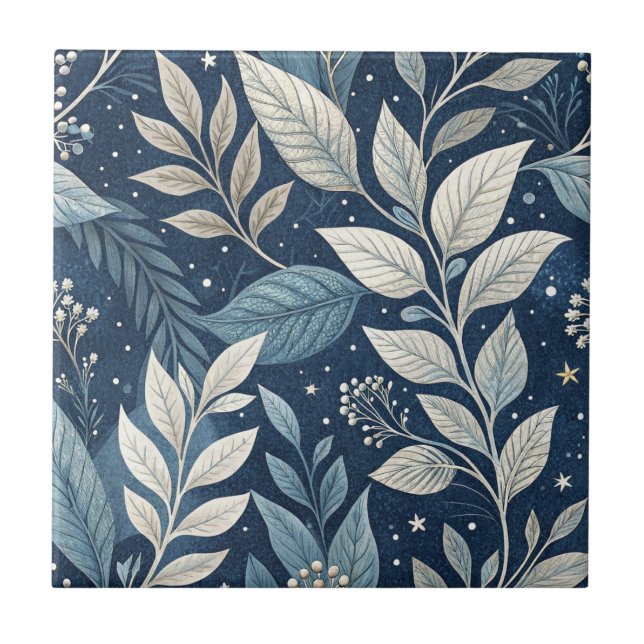 Seamless Night Garden Botanisches Muster Fliese (Vorderseite)