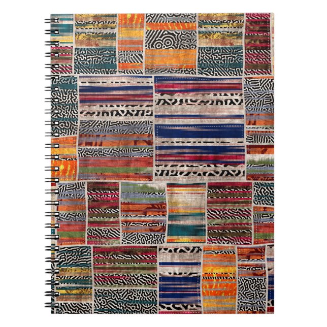 Seamless patchwork collage mix quilt pattern print notizblock (Vorderseite)