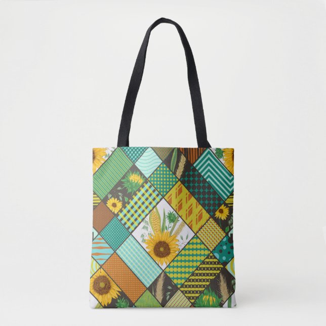 Seamless patchwork pattern with cereals, sunflower tasche (Vorderseite)