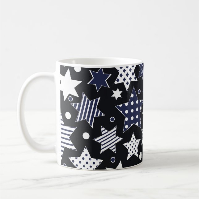 Seamless pattern background with stylized starspat kaffeetasse (Links)