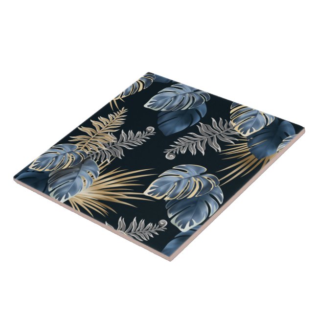 Seamless Pattern Dark Leaves Tropic Plants Fliese (Seite)