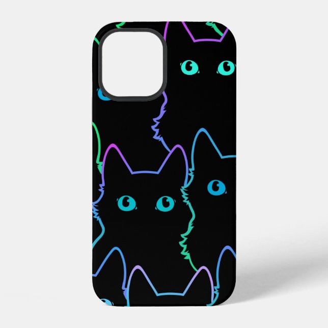 seamless pattern of cute cat silhouettespattern,se iPhone 12 hülle (Rückseite)