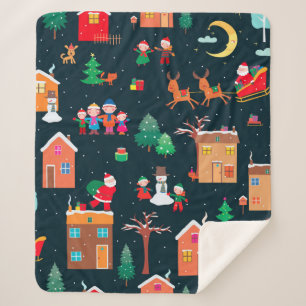 Seamless pattern of happy Christmastime in a villa Sherpadecke
