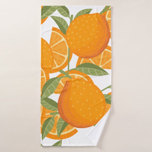 Seamless pattern of orange citrus yellow fruit who (Serviette de bain)