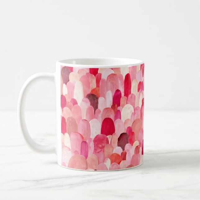 Seamless pattern of pink, red and beige spots. Wat Kaffeetasse (Links)