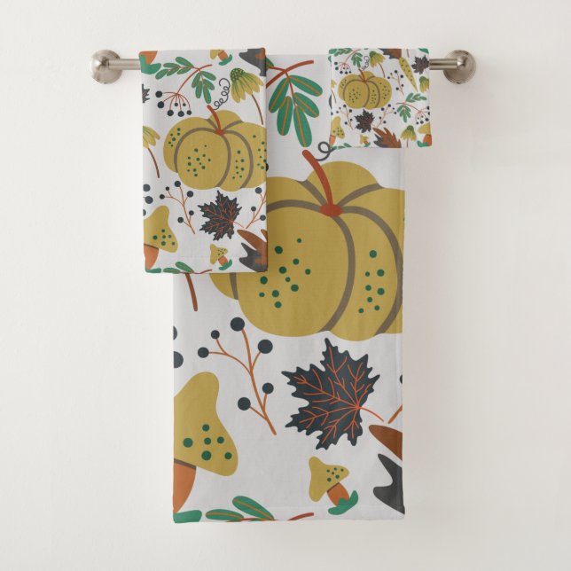 Seamless pattern of tropical pumpkins and carrots badhandtuch set (Insitu)