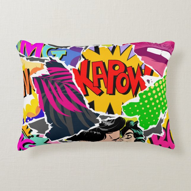 Seamless pattern pop art comics style. Collage of  Dekokissen (Vorderseite)