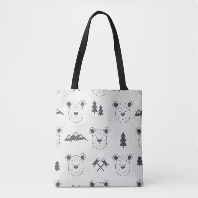 Seamless pattern with bear headspattern, bear, mou tasche (Vorderseite)