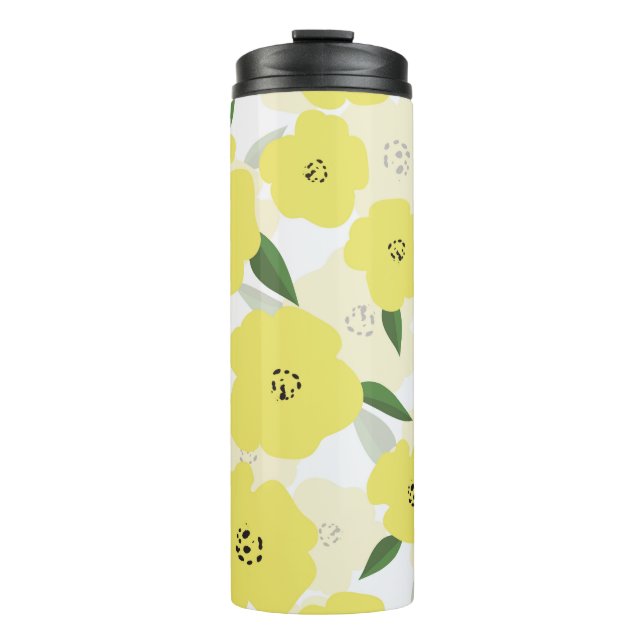 Seamless pattern with bright yellow flowers backgr thermosbecher (Vorderseite)