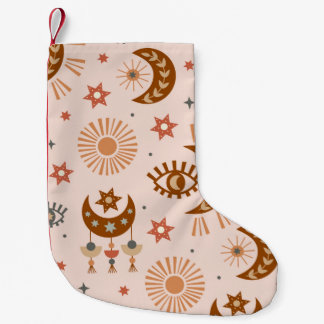 seamless pattern with celestie eye, moon, sun kleiner weihnachtsstrumpf