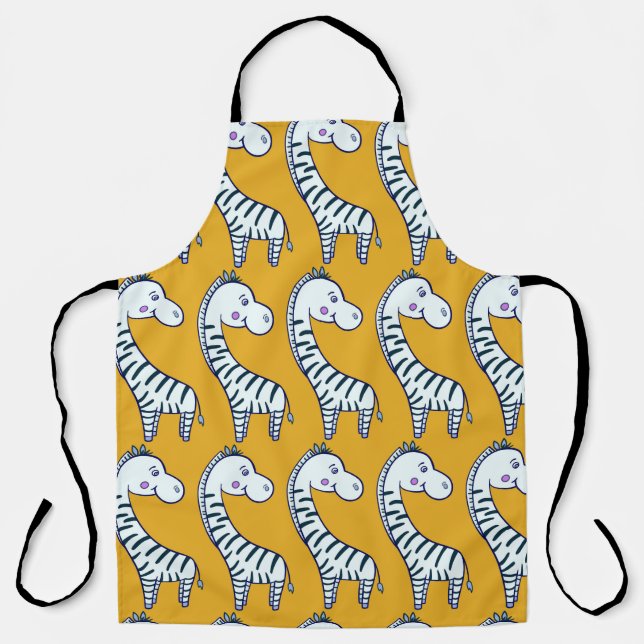 Seamless pattern with cute cartoon zebras yellow b schürze (Vorderseite)