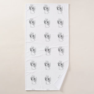 Seamless Pattern with Cute Hand-Drawn Angels - Vec Badehandtuch