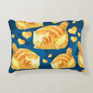 Seamless pattern with cute polygonal cartoon cats, dekokissen