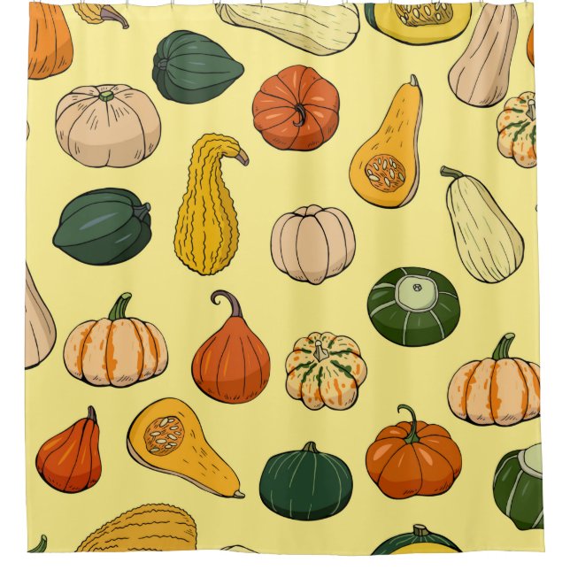 Seamless pattern with different hand drawn squashe duschvorhang (Vorderseite)