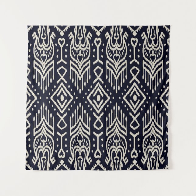 Seamless pattern with embroidery. Ikat Fabric. Eth Wandteppich (Vorderseite)