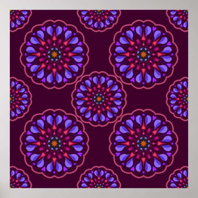 Seamless pattern with ethnic mandala art ornament. poster (Vorne)