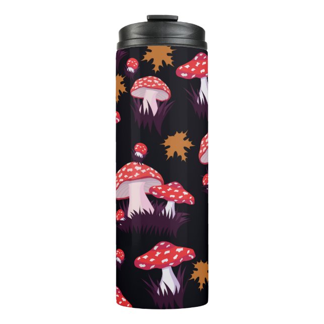 Seamless pattern with fly agaric and maple leaves. thermosbecher (Vorderseite)