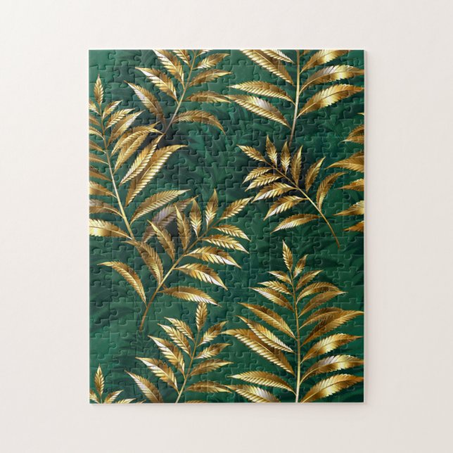 Seamless pattern with golden ferns (Vertikal)