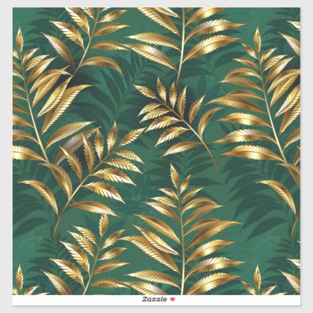 Seamless pattern with golden ferns aufkleber (Blatt)