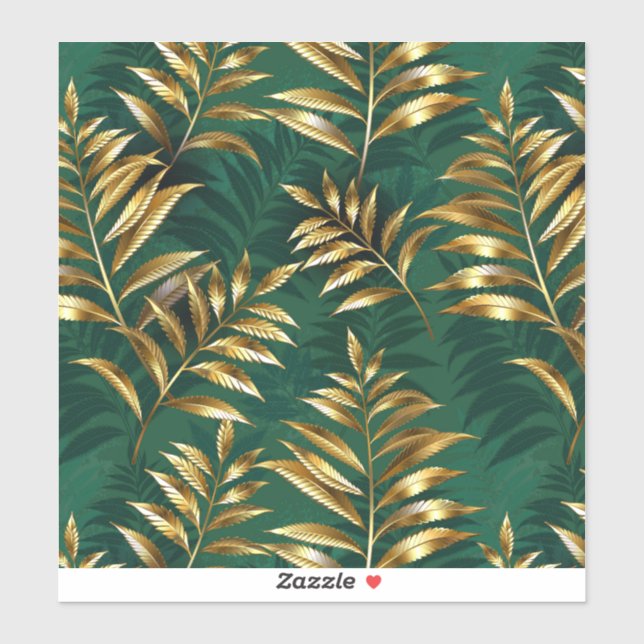 Seamless pattern with golden ferns aufkleber (Blatt)
