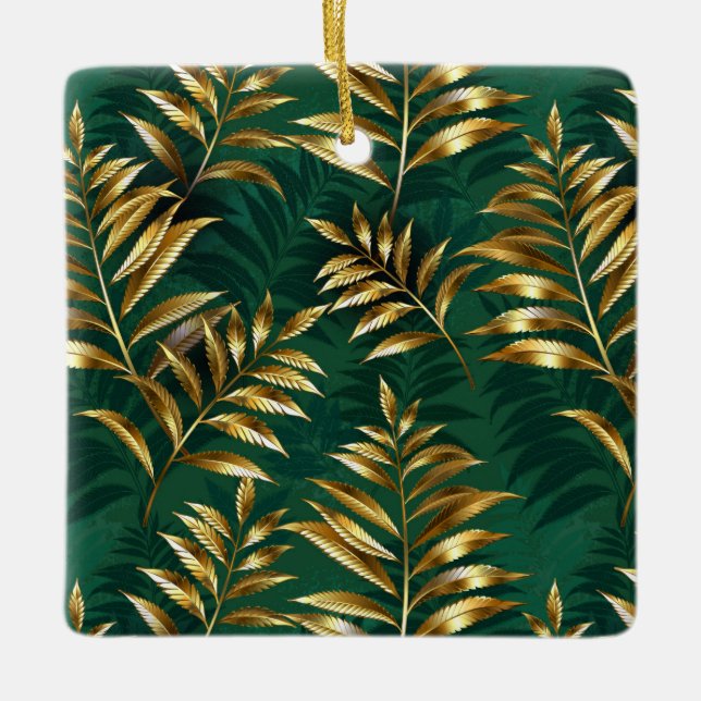 Seamless pattern with golden ferns keramikornament (Vorderseite)