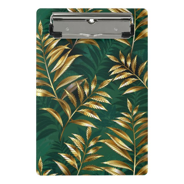 Seamless pattern with golden ferns mini klemmbrett (Vorderseite)
