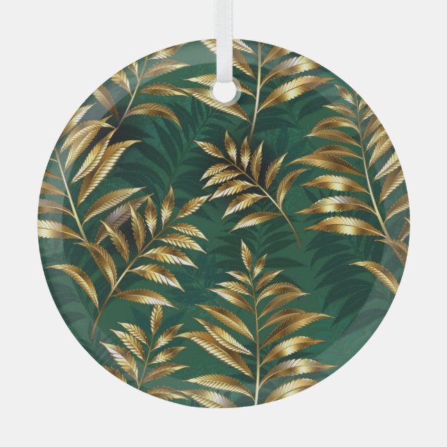 Seamless pattern with golden ferns ornament aus glas (Vorderseite)