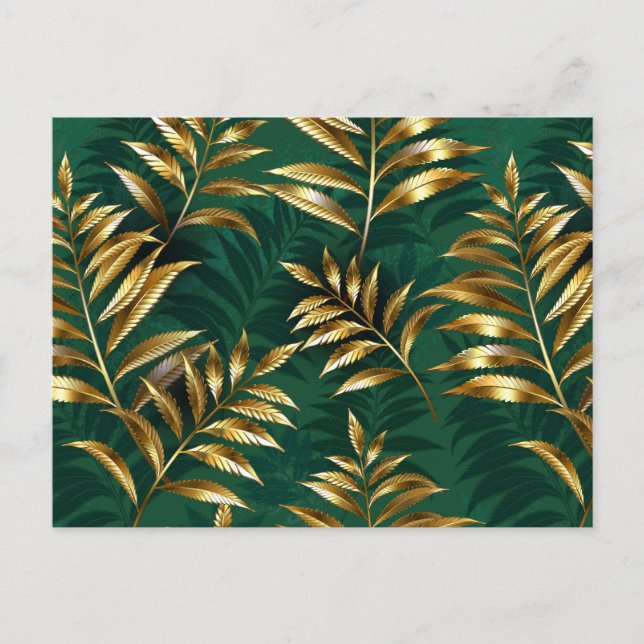 Seamless pattern with golden ferns postkarte (Vorderseite)