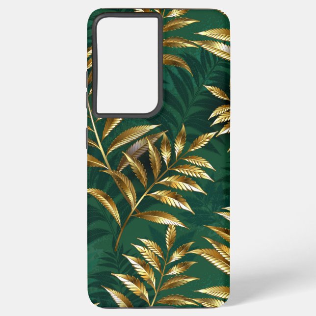 Seamless pattern with golden ferns samsung galaxy hülle (Rückseite)