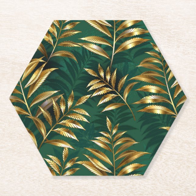Seamless pattern with golden ferns untersetzer (Vorderseite)