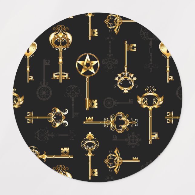Seamless Pattern with Golden Keys Etiketten (Design 1)