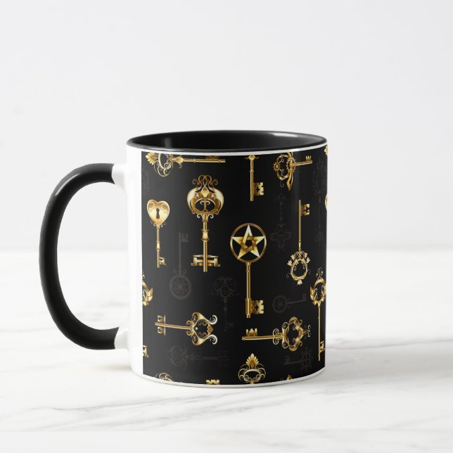 Seamless Pattern with Golden Keys Tasse (Links)