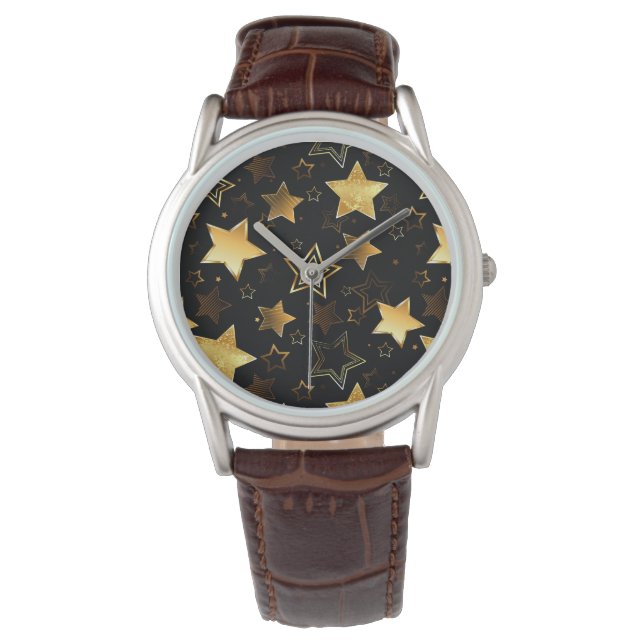 Seamless pattern with Golden Stars Armbanduhr (Vorderseite)