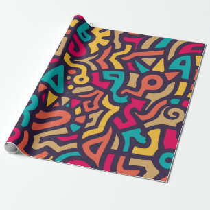 Seamless Pattern with Graffiti Curve Shapes. Mix o Geschenkpapier
