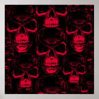Seamless pattern with hand-drawn sinister human sk